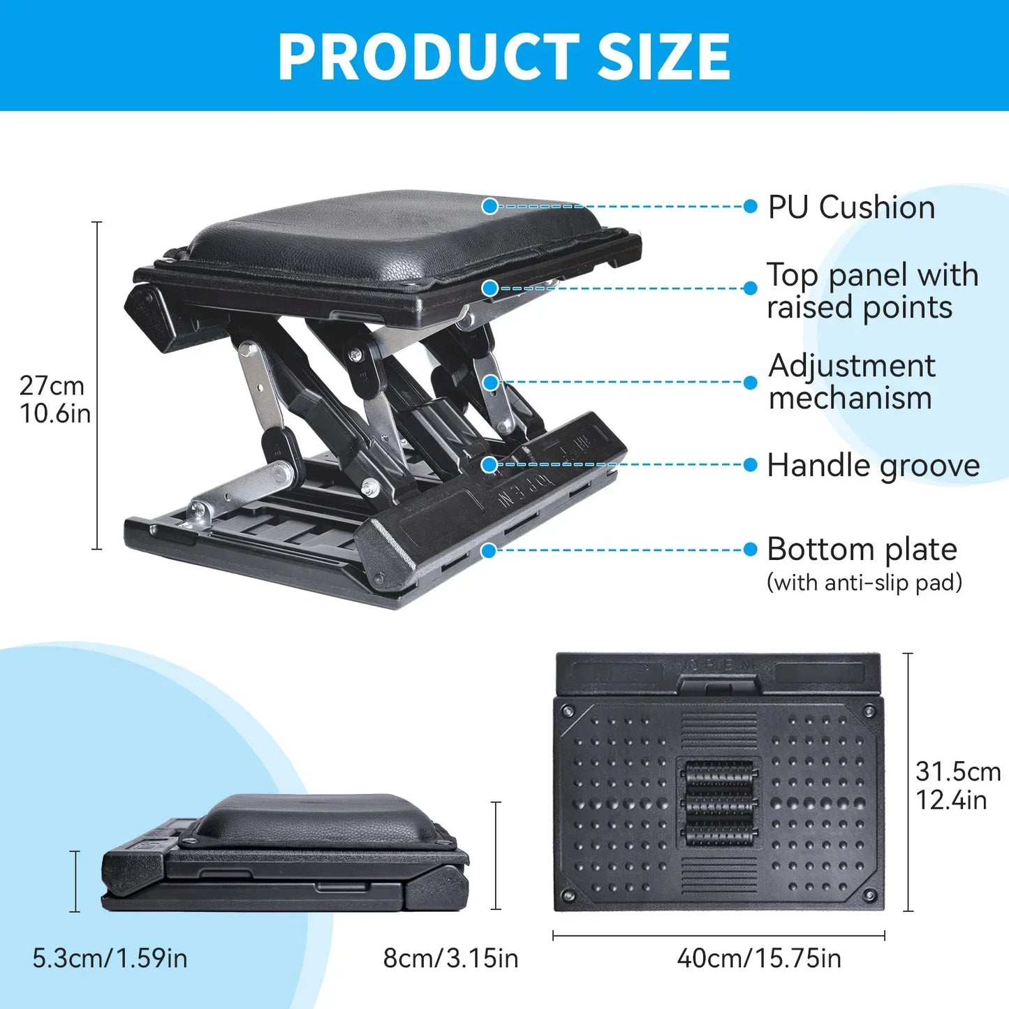 Foldable Height-Adjustable Foot Rest