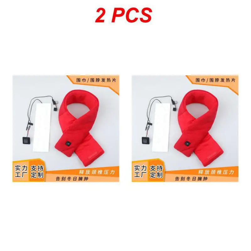 1/2/4PCS Winter Warm Heating Scarf Men Women USB Electric Heating Pads 3 Gear Adjustable Carbon Fiber Heated Clothes Pad Scarfs