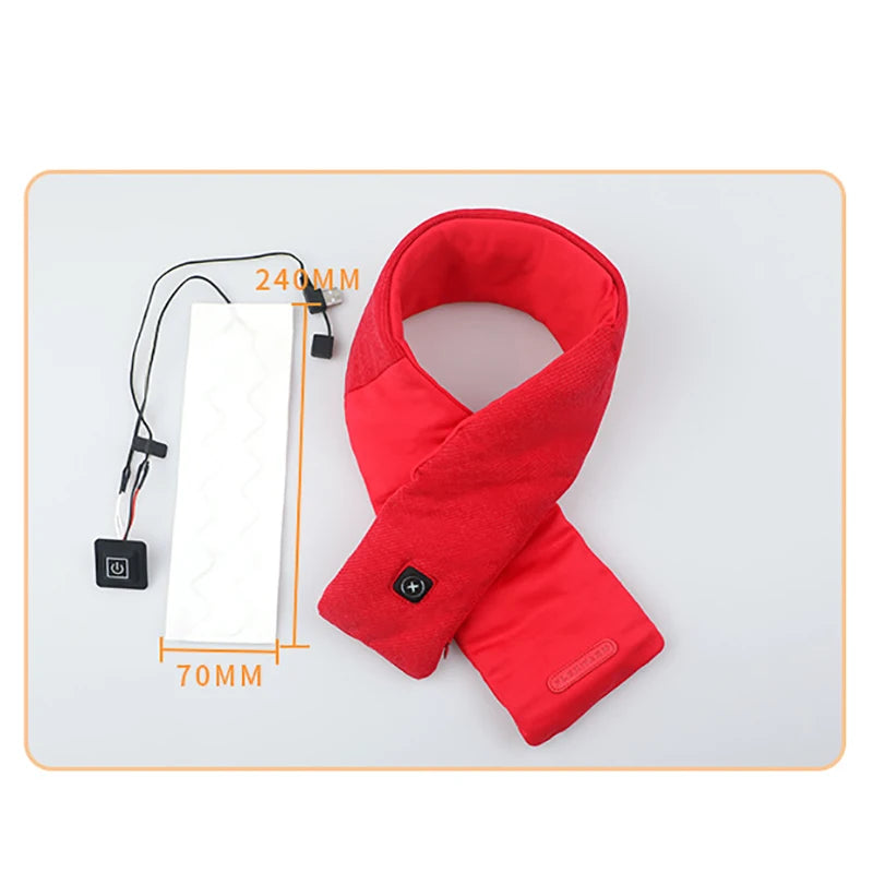 1/2/4PCS Winter Warm Heating Scarf Men Women USB Electric Heating Pads 3 Gear Adjustable Carbon Fiber Heated Clothes Pad Scarfs