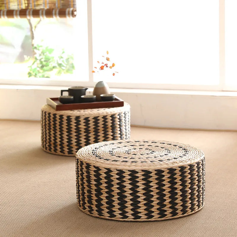Japanese Woven Straw Tatami Zafu Floor Cushion