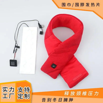 1/2/4PCS Winter Warm Heating Scarf Men Women USB Electric Heating Pads 3 Gear Adjustable Carbon Fiber Heated Clothes Pad Scarfs