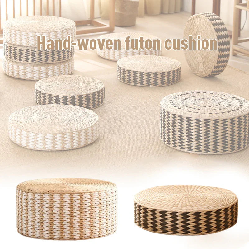 Japanese Woven Straw Tatami Zafu Floor Cushion