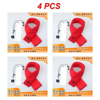 1/2/4PCS Winter Warm Heating Scarf Men Women USB Electric Heating Pads 3 Gear Adjustable Carbon Fiber Heated Clothes Pad Scarfs