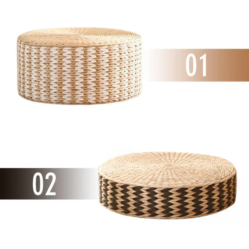 Japanese Woven Straw Tatami Zafu Floor Cushion