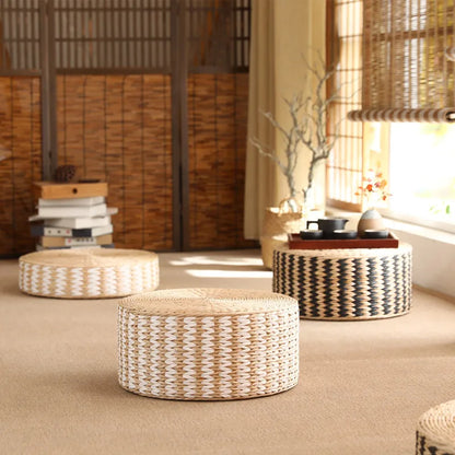 Japanese Woven Straw Tatami Zafu Floor Cushion
