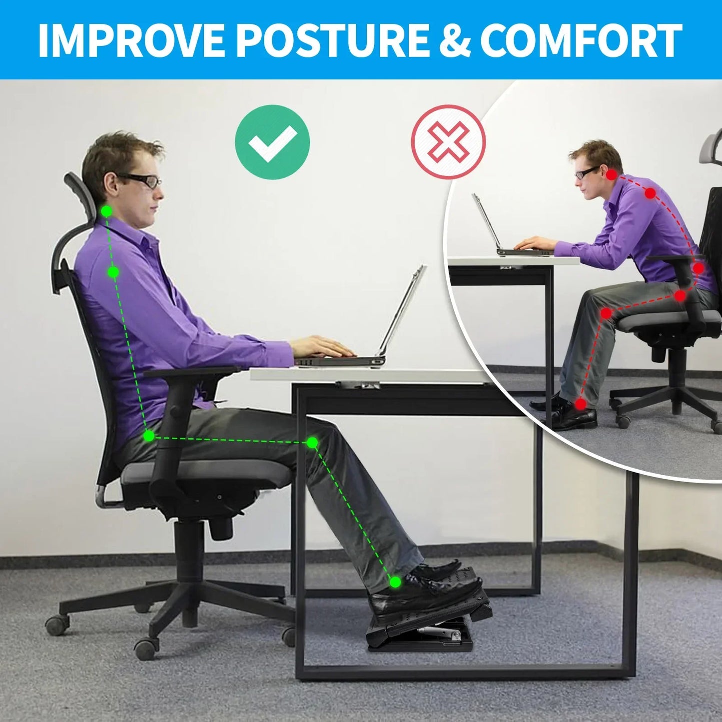 Foldable Height-Adjustable Foot Rest