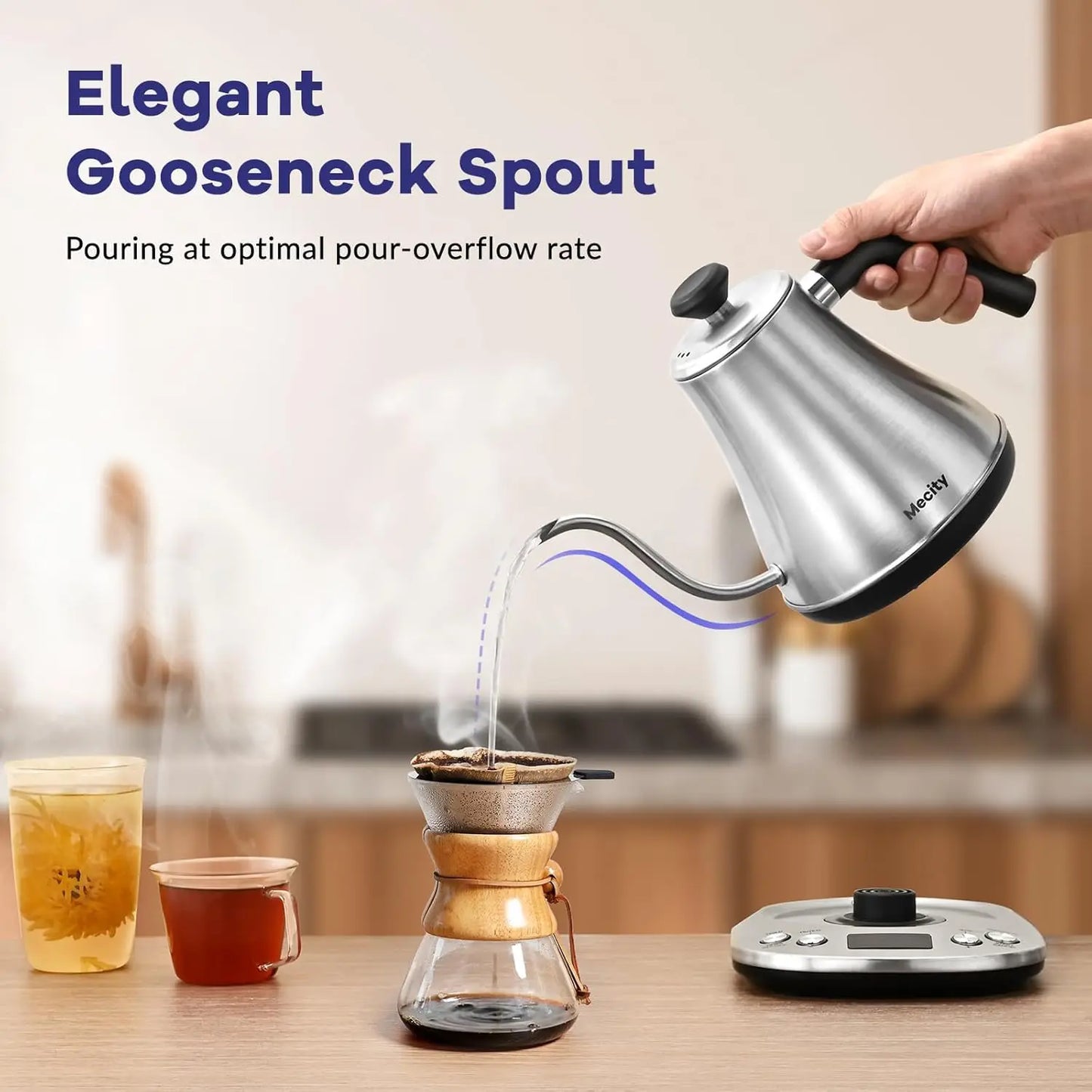 LCD Gooseneck Stainless Steel Electric Kettle