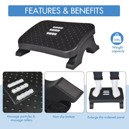 Under Desk Footrest with Massage Rollers