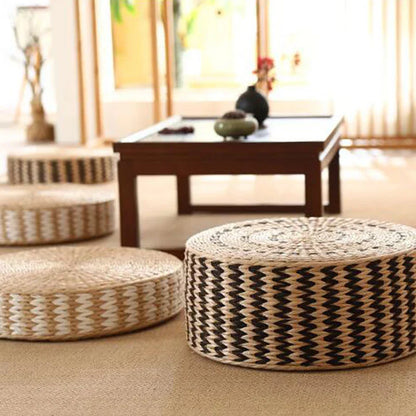 Japanese Woven Straw Tatami Zafu Floor Cushion