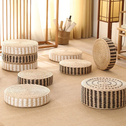 Japanese Woven Straw Tatami Zafu Floor Cushion